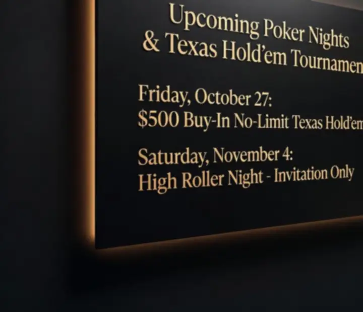 Moody Australian card room with poker tables prepared for an evening tournament calendar