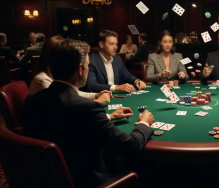 Live poker night in Australia with players gathered around a felt poker table