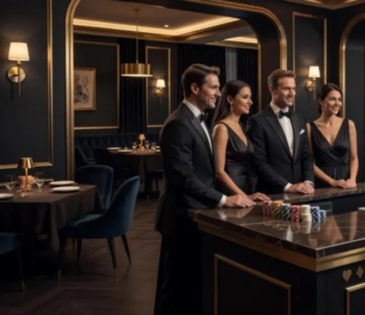 Host confirming a restaurant and poker table reservation at Riverand Marble